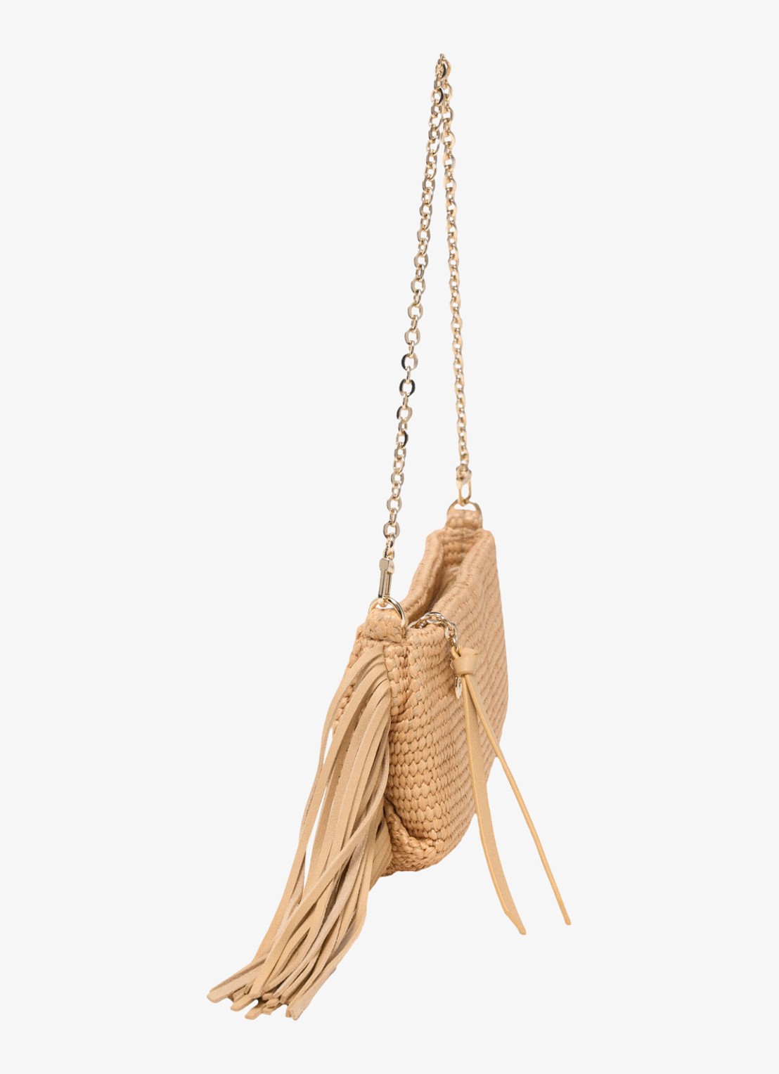 Maje Miss M schoudertas van leer met gevlochten detail  - detail 5 beige