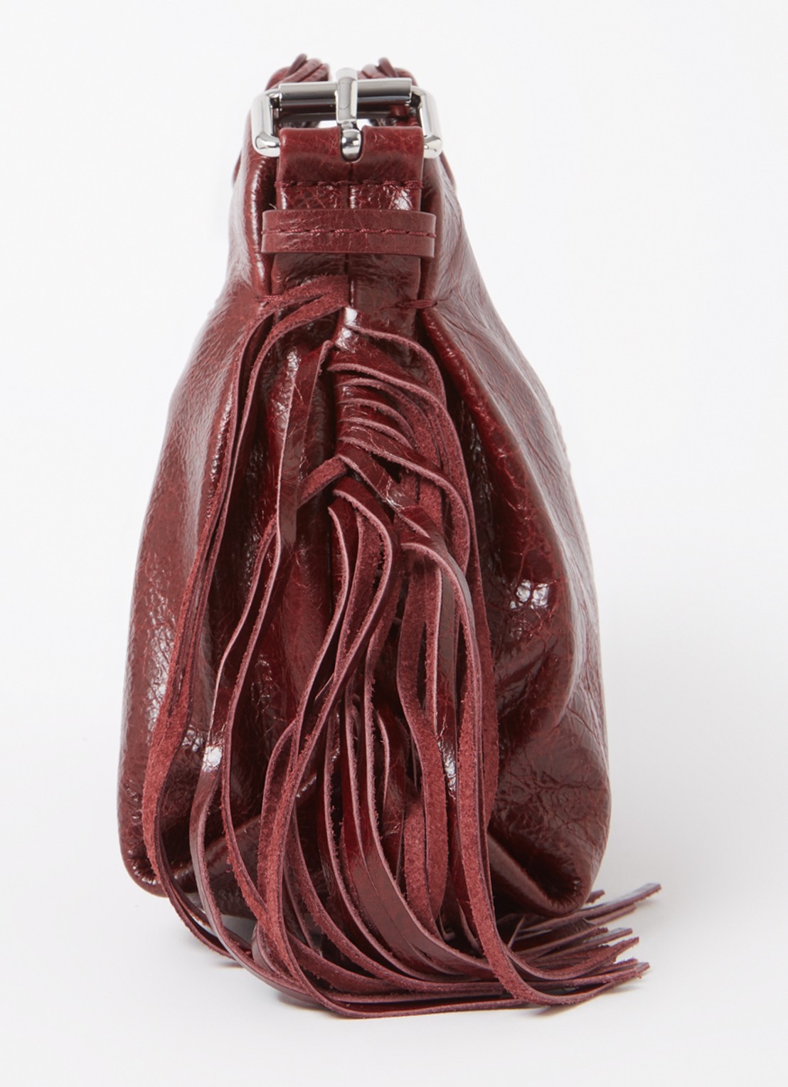 Maje Miss M schoudertas van leer - detail 4 bordeauxrood