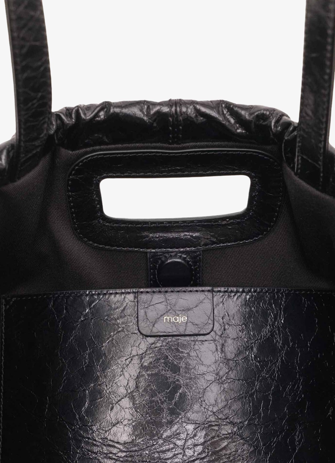 Maje Miss M schoudertas van leer - detail 2 jeans