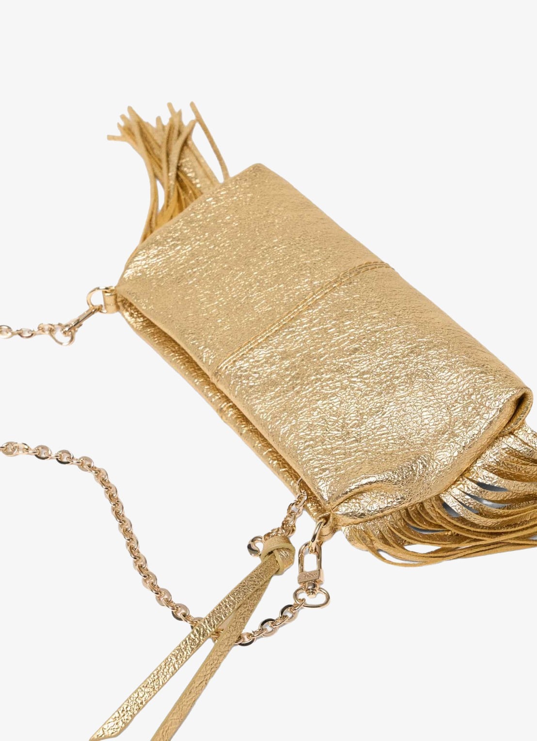 Maje Miss M schoudertas van schapenleer met metallic finish - achterkant 7 goud