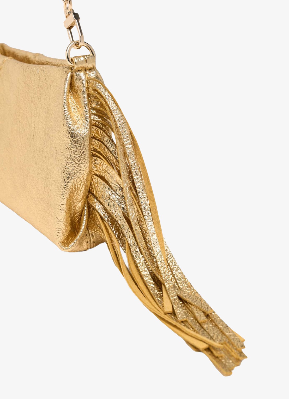 Maje Miss M schoudertas van schapenleer met metallic finish - detail 4 goud