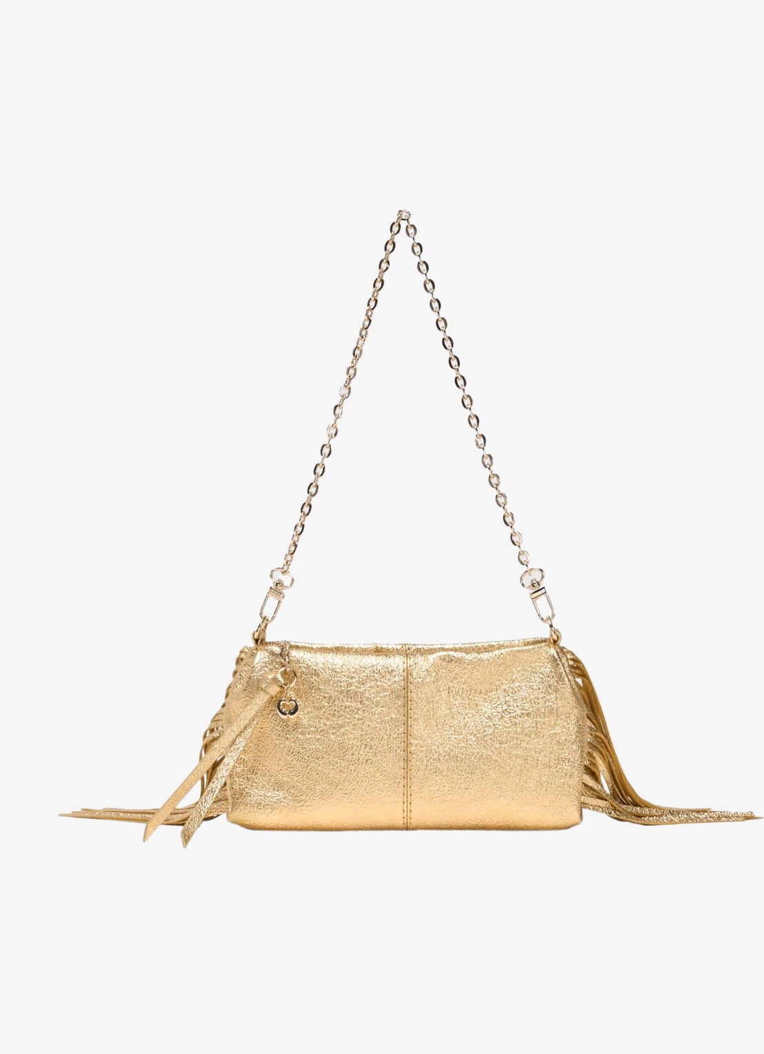 Maje Miss M schoudertas van schapenleer met metallic finish - voorkant 5 goud