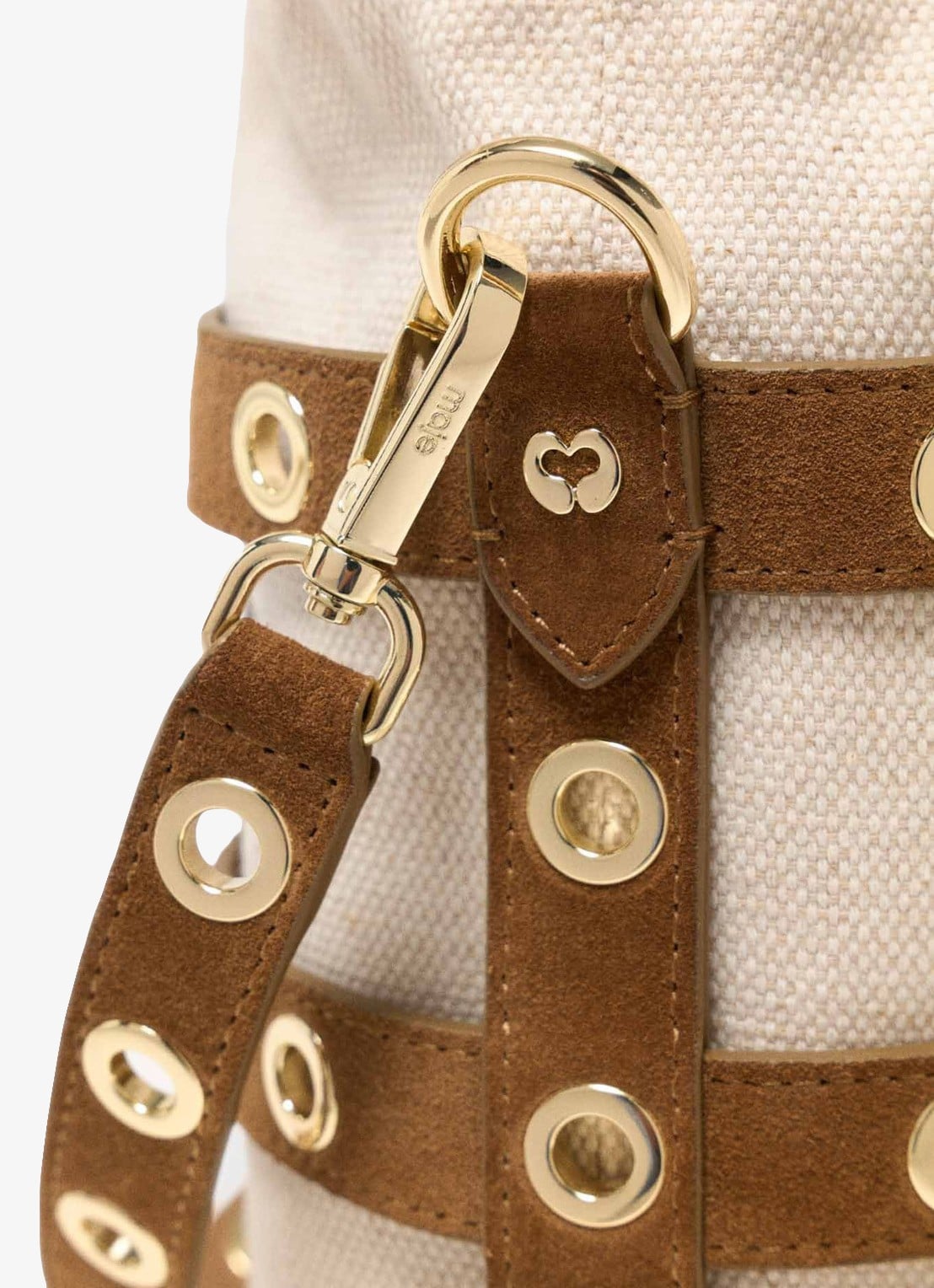 Maje Miss M schoudertas van suède - detail 5 camel