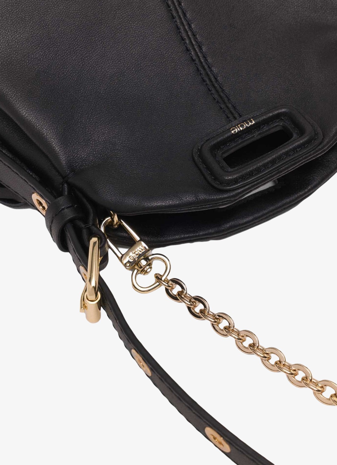 Maje Miss M Small schoudertas van schapenleer met franjes - detail 5 zwart