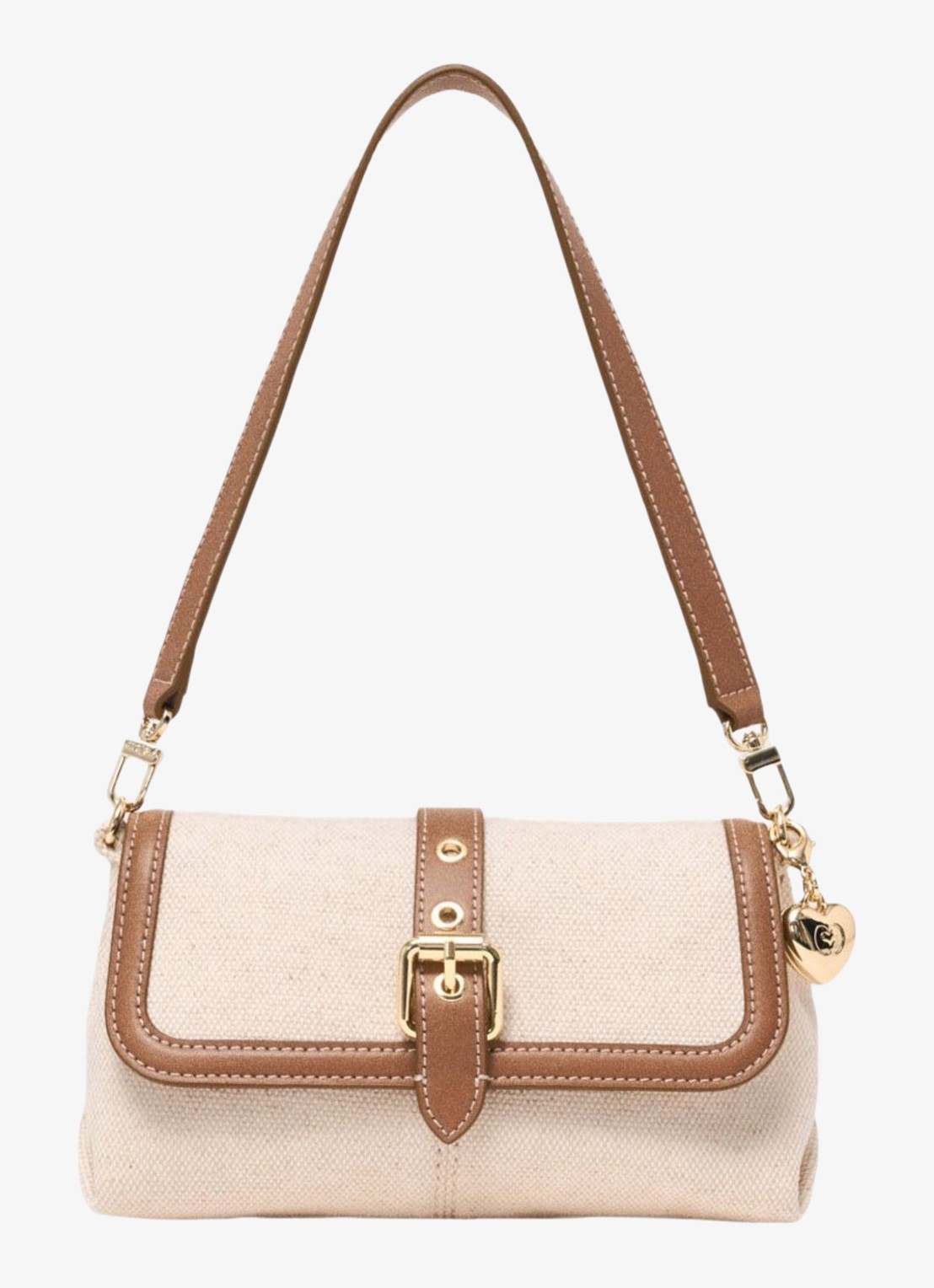 Maje Miss M Walk tas van canvas en leer - detail moca / wit