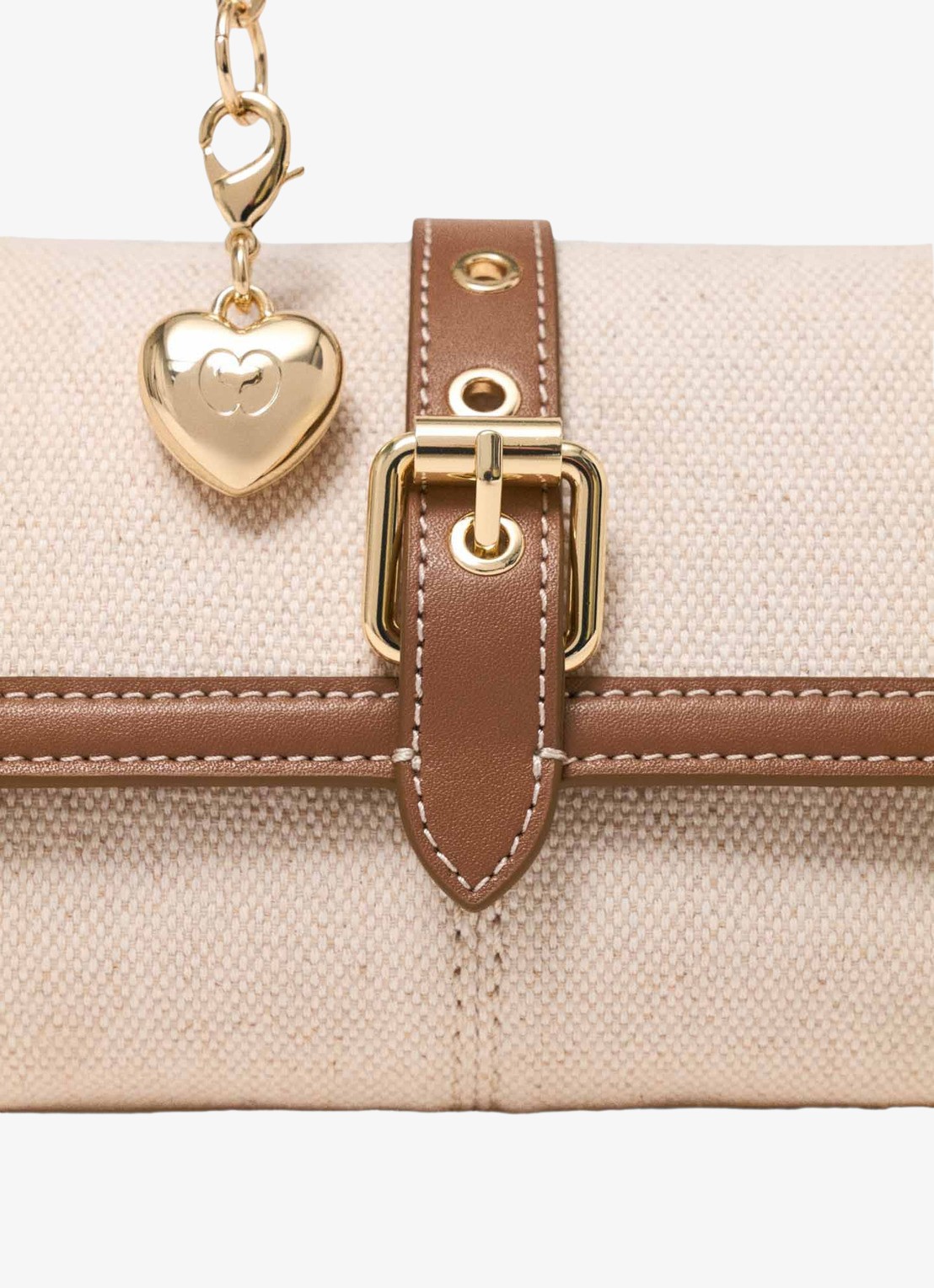 Maje Miss M Walk tas van canvas en leer - detail 2 moca / wit
