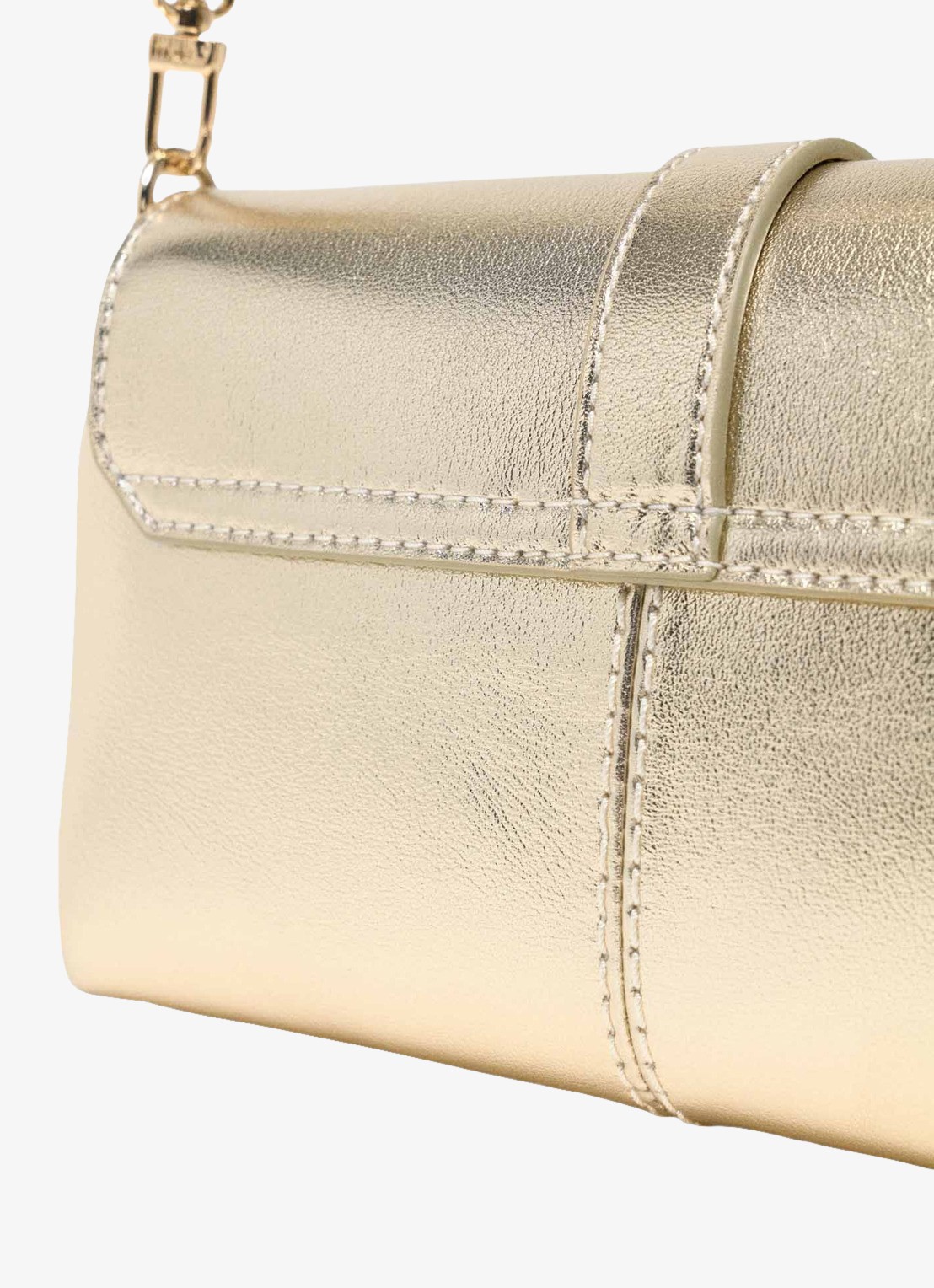 Maje Miss M Walkmetal crossbodytas van leer met metallic finish - achterkant 8 goud