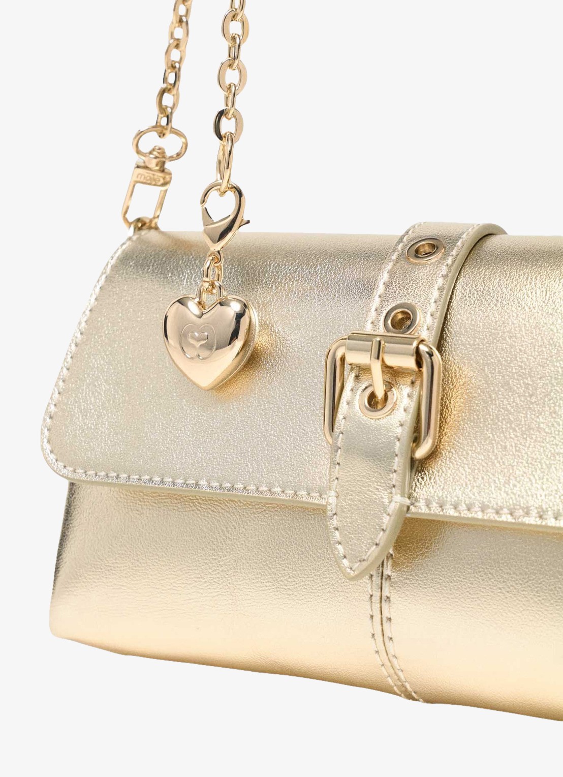 Maje Miss M Walkmetal crossbodytas van leer met metallic finish - detail 3 goud