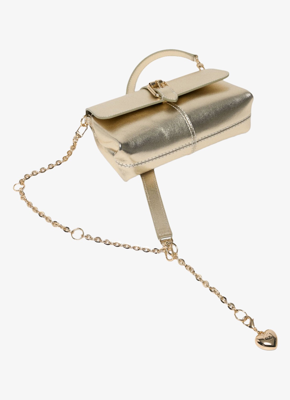 Maje Miss M Walkmetal crossbodytas van leer met metallic finish - detail 4 goud