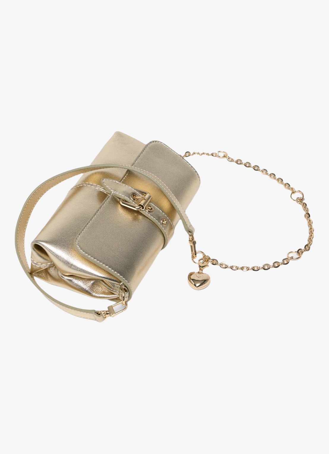 Maje Miss M Walkmetal crossbodytas van leer met metallic finish - detail 7 goud