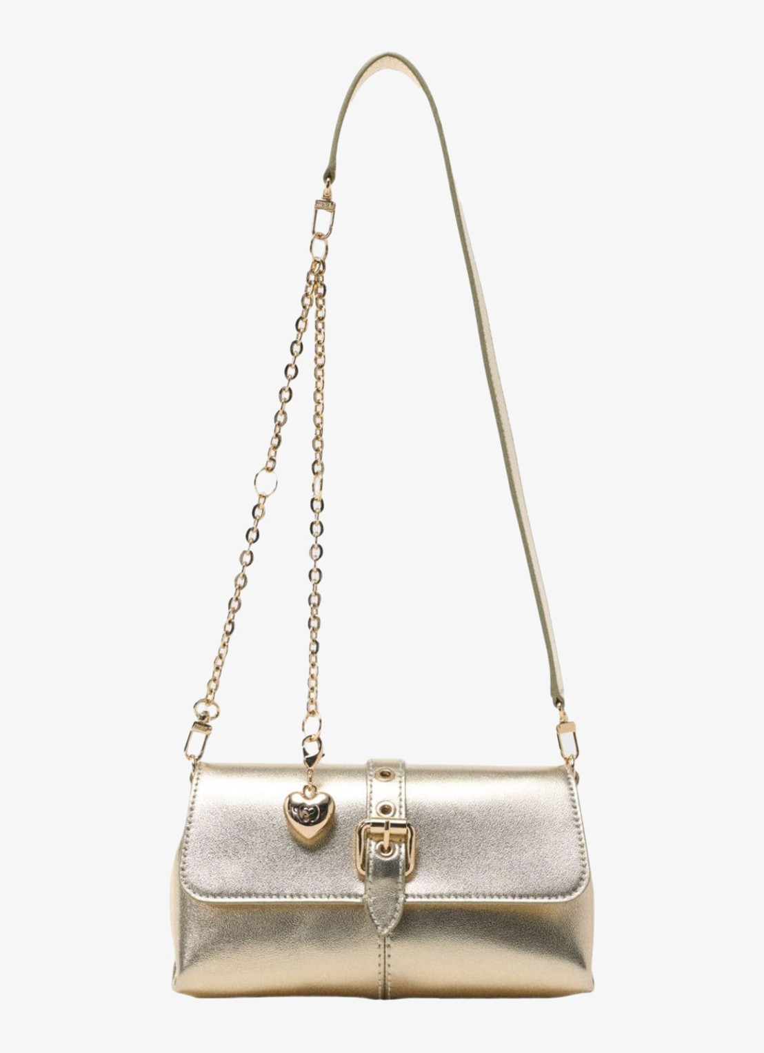Maje Miss M Walkmetal crossbodytas van leer met metallic finish - voorkant goud