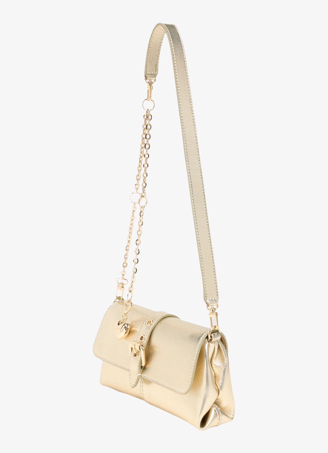 Maje Miss M Walkmetal crossbodytas van leer met metallic finish - voorkant 2 goud