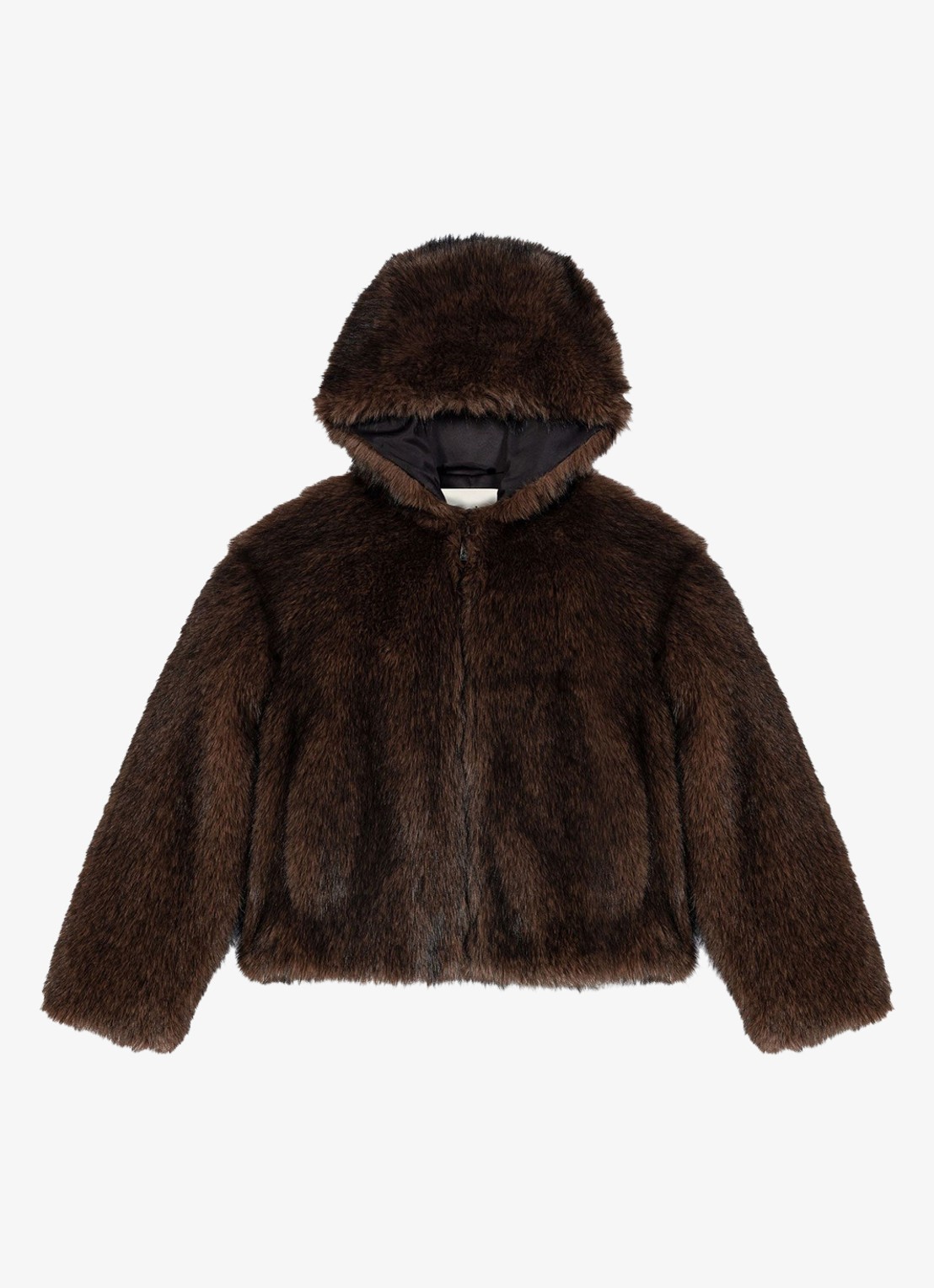 Maje Oversized jack van imitatiebont - voorkant bruin