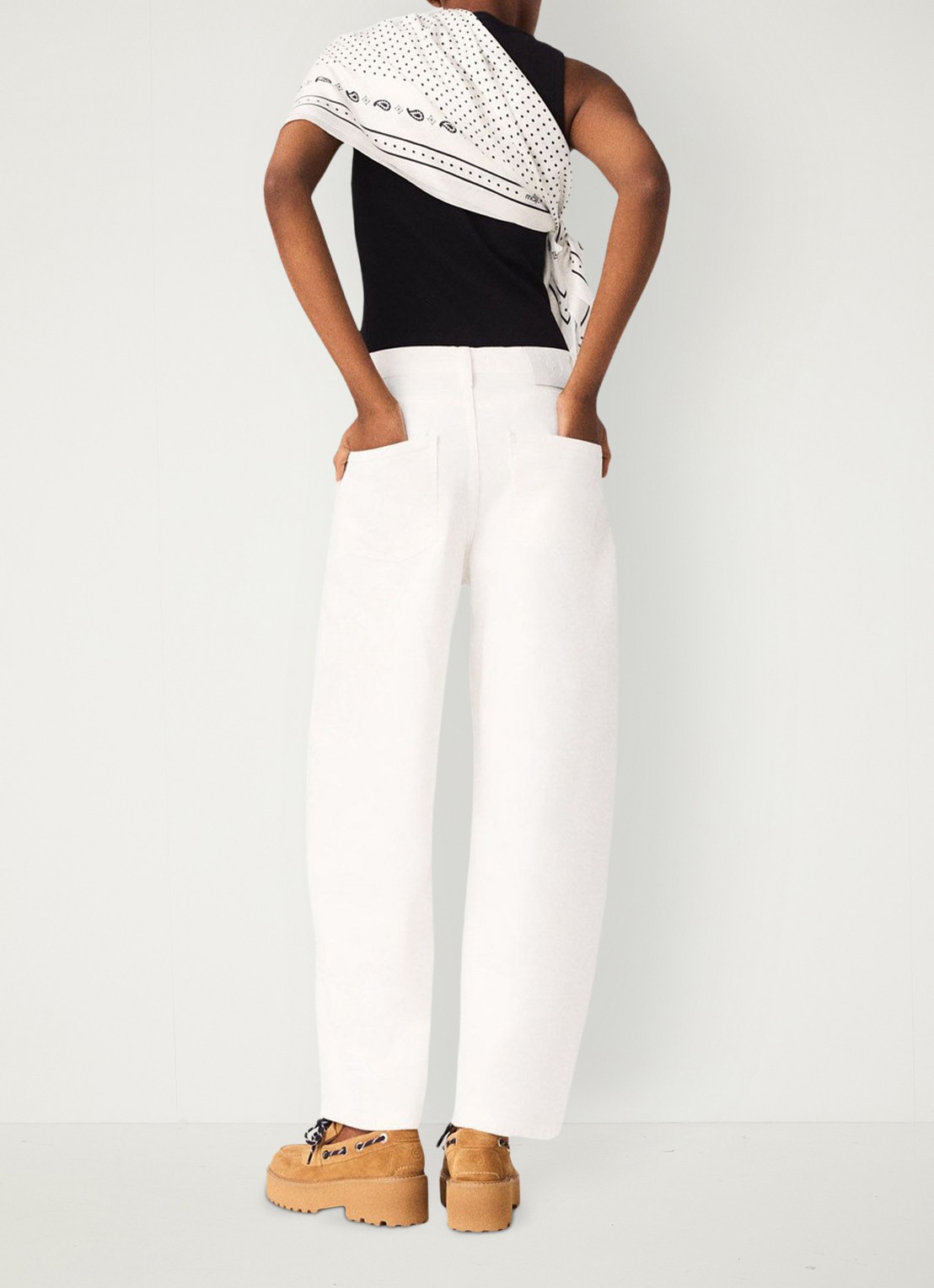 Maje Pallon high waist balloon fit jeans met steekzakken - achterkant wit