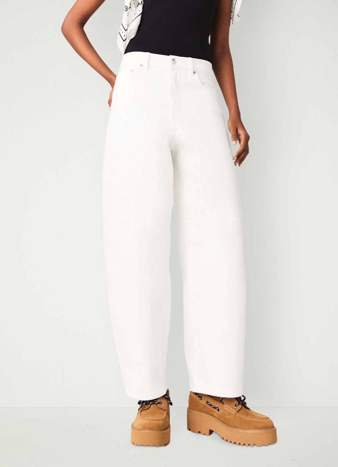 Maje Pallon high waist balloon fit jeans met steekzakken - detail 3 wit