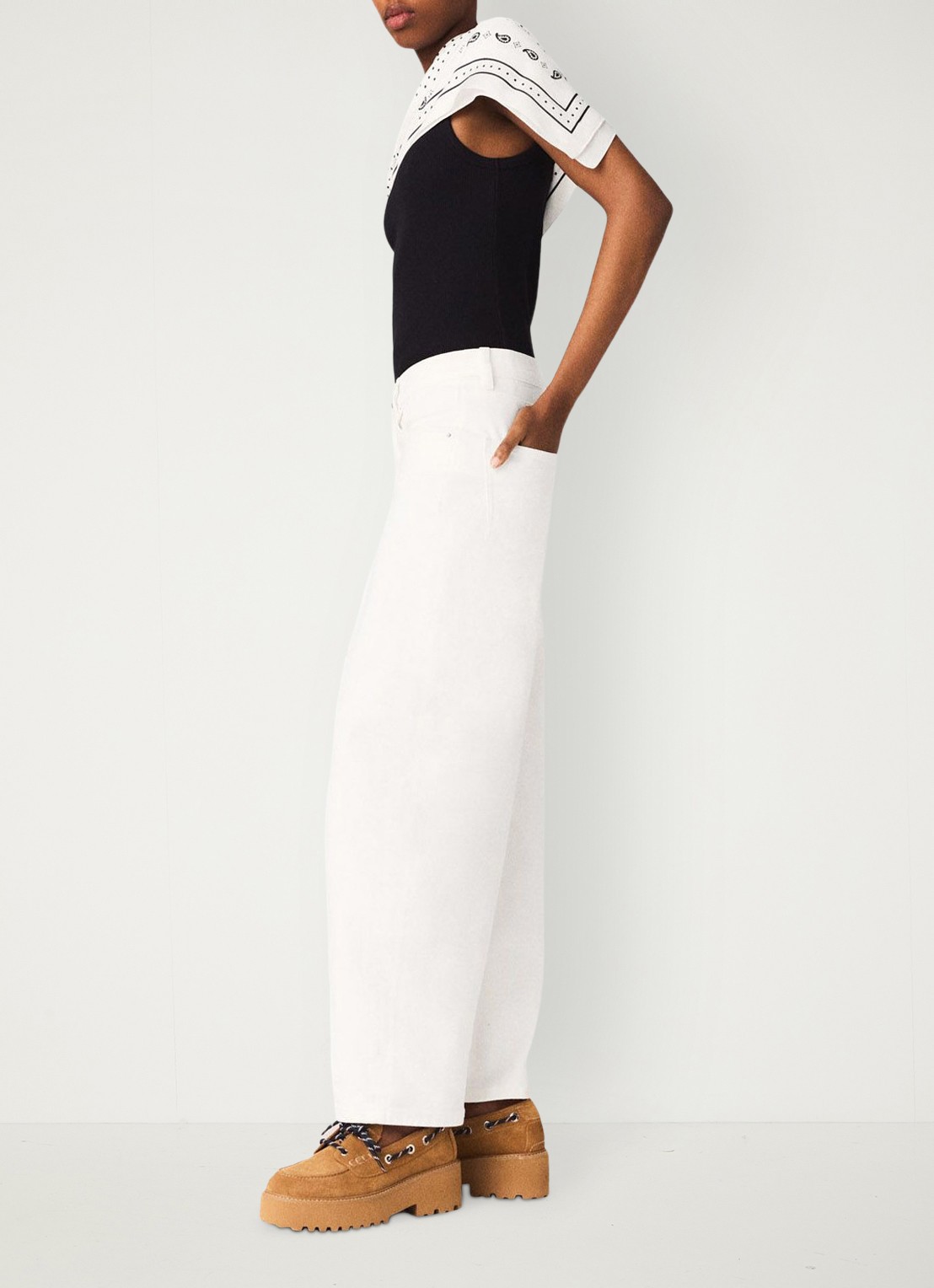 Maje Pallon high waist balloon fit jeans met steekzakken - detail 4 wit