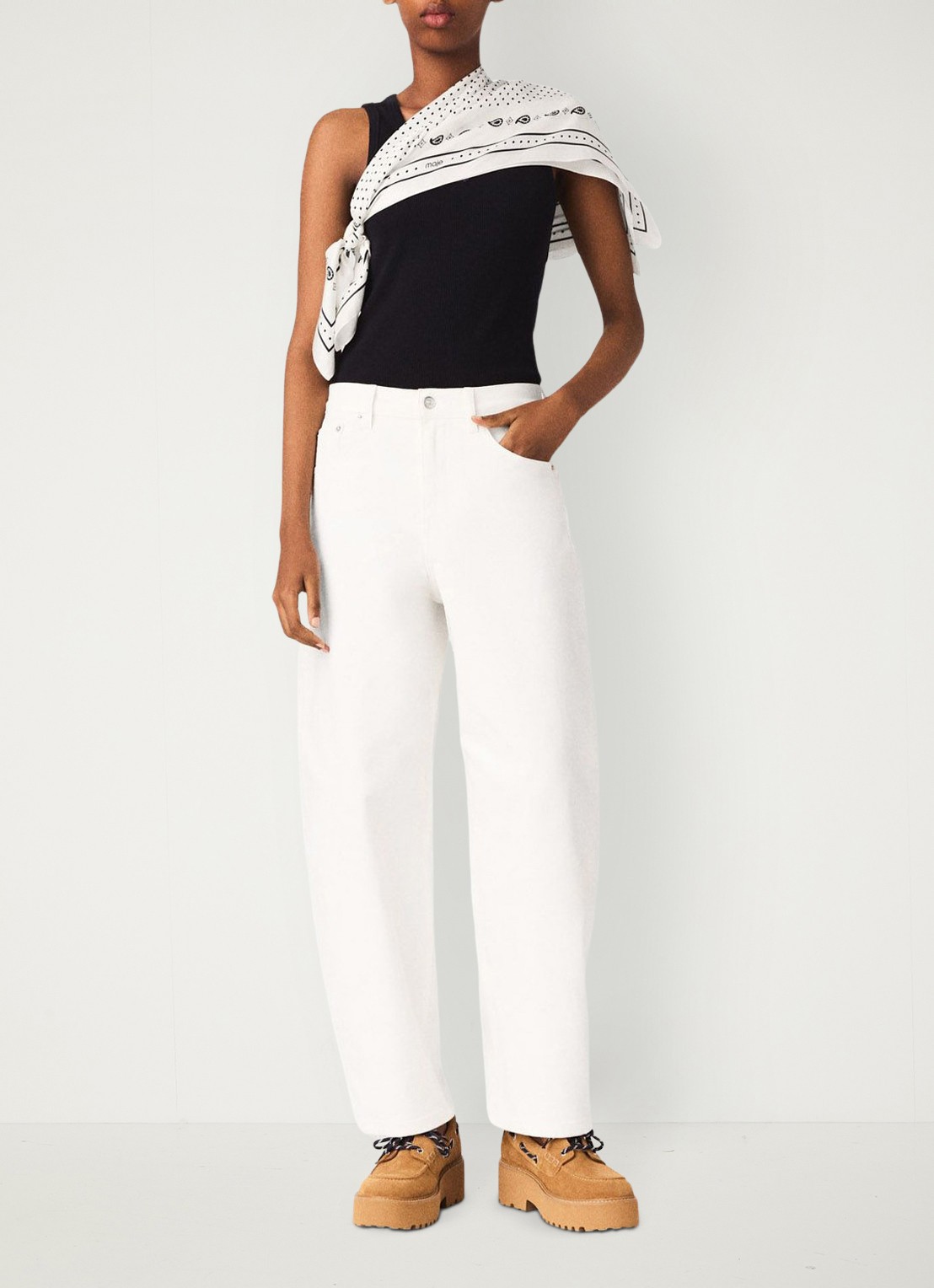 Maje Pallon high waist balloon fit jeans met steekzakken - detail 7 wit