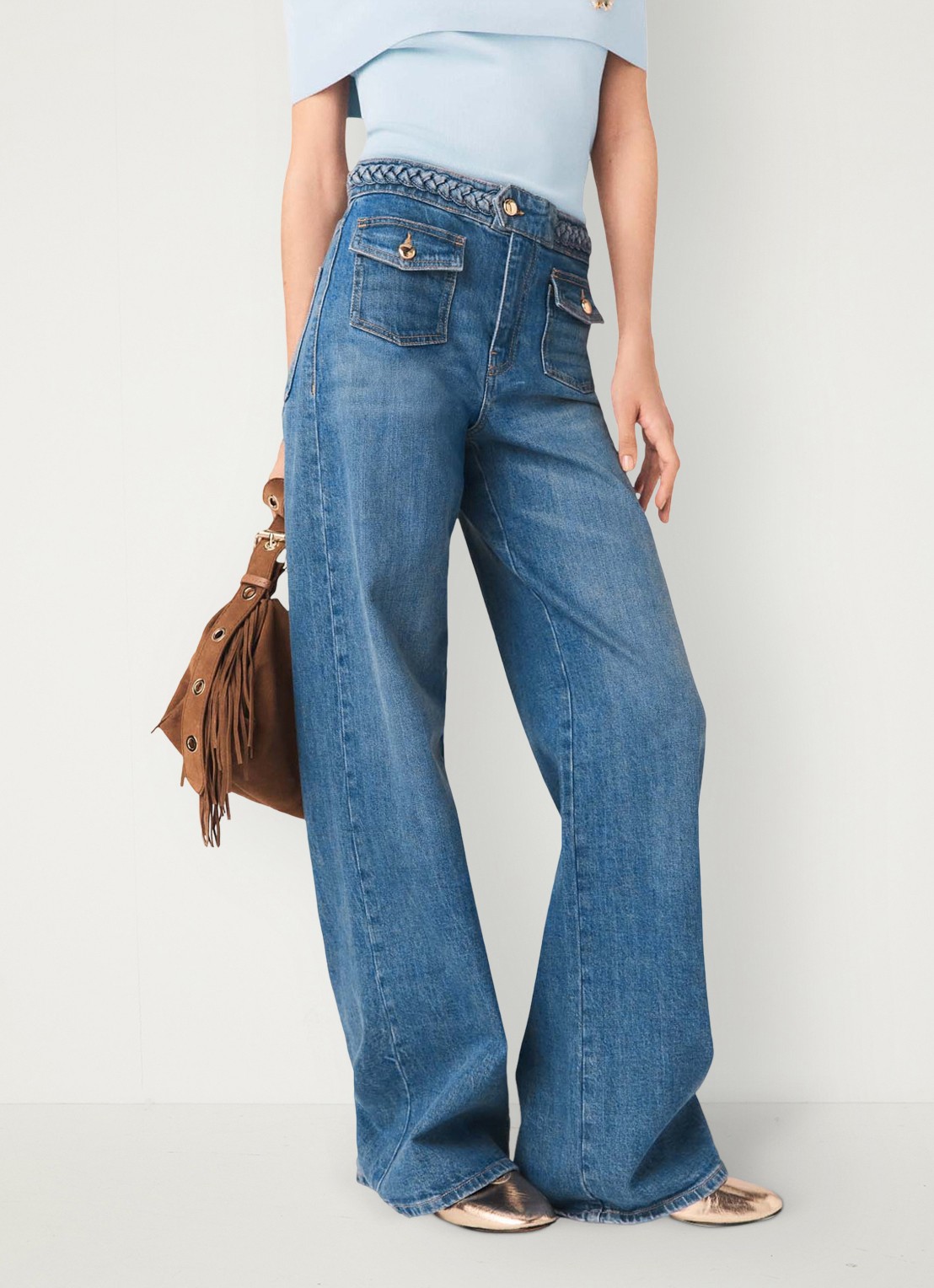 Maje Pantivick loose fit jeans met medium wassing - detail 4 donkerblauw