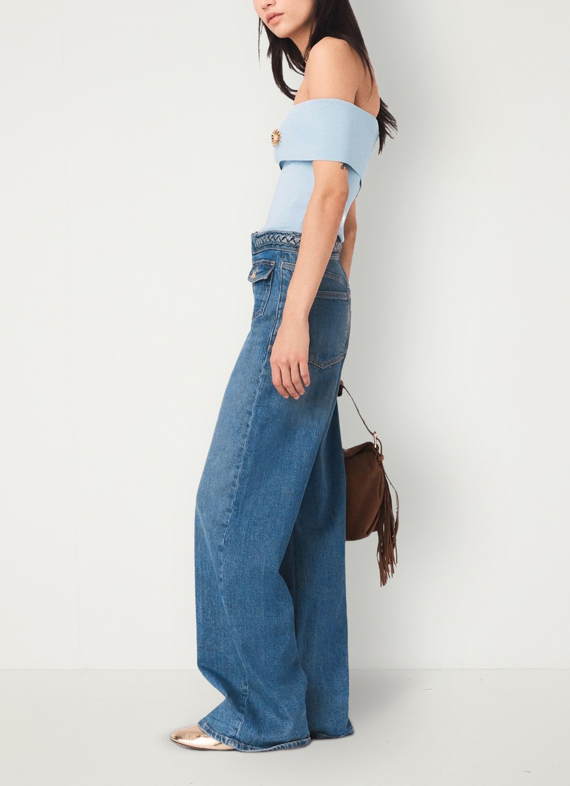 Maje Pantivick loose fit jeans met medium wassing - detail 5 donkerblauw