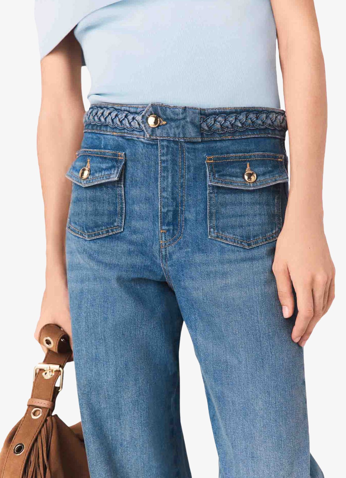 Maje Pantivick loose fit jeans met medium wassing - detail 6 donkerblauw