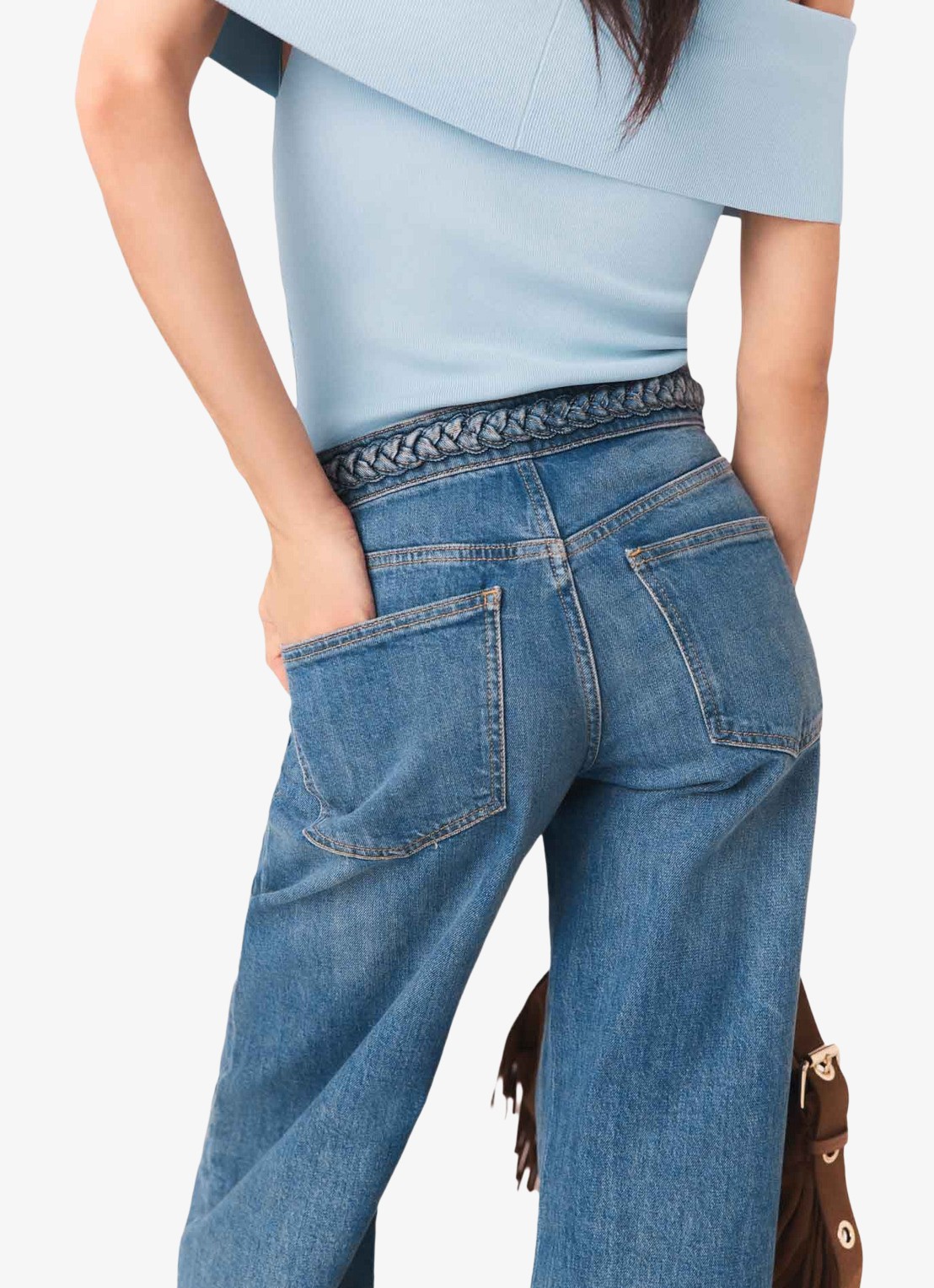 Maje Pantivick loose fit jeans met medium wassing - detail 7 donkerblauw
