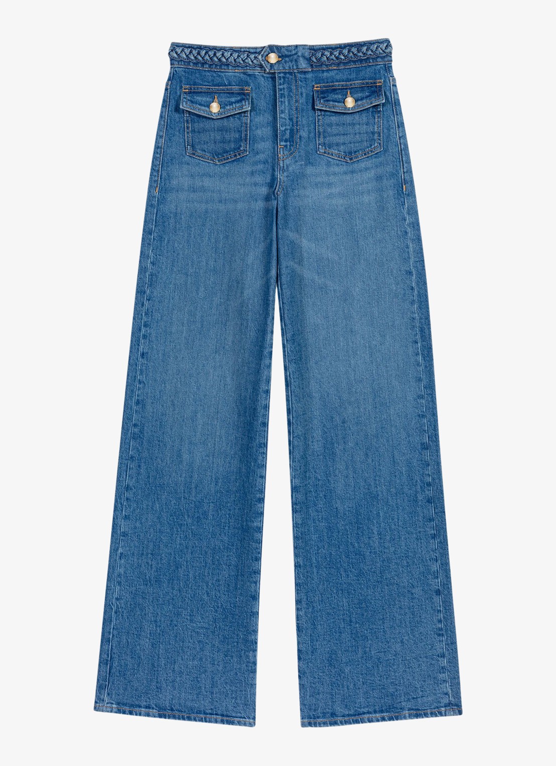 Maje Pantivick loose fit jeans met medium wassing - voorkant donkerblauw