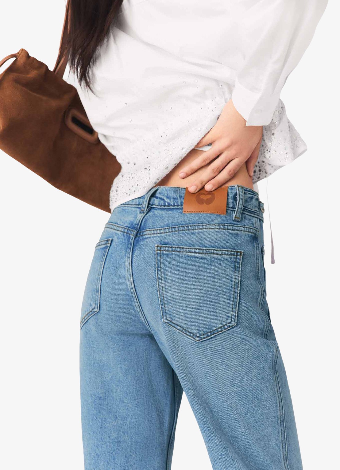 Maje Pantro high waist straight leg jeans met lichte wassing - detail 5 donkerblauw
