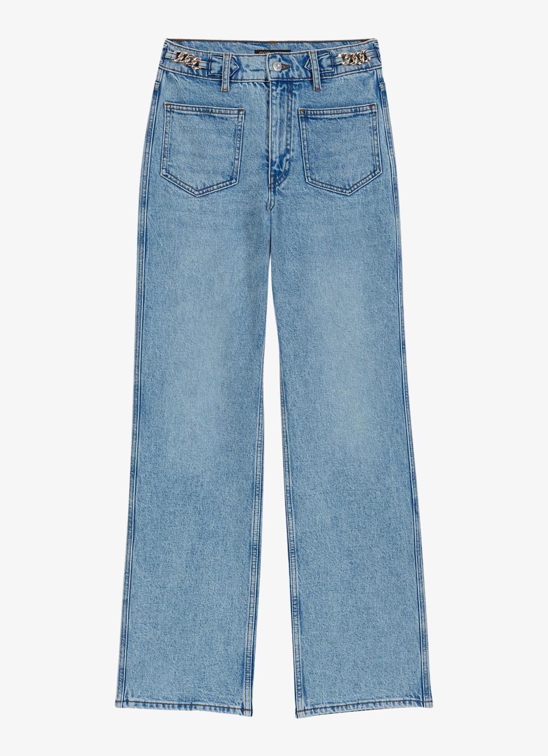 Maje Pantro high waist straight leg jeans met lichte wassing - voorkant 8 donkerblauw