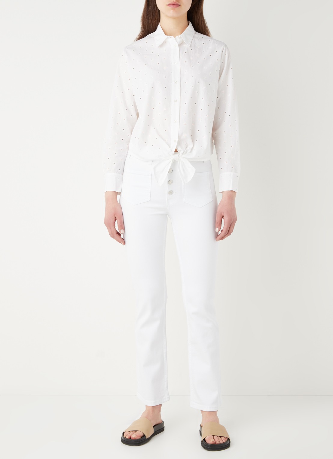 Maje Passiona high waist slim fit jeans van biologisch katoen - voorkant 3 wit