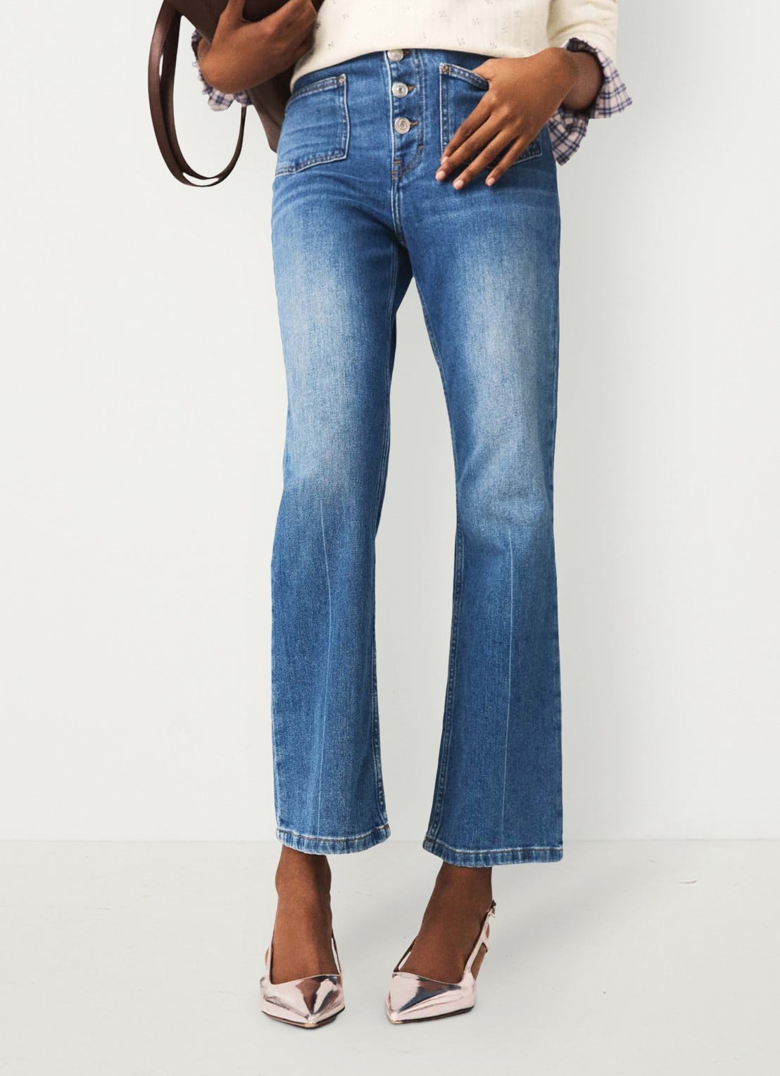 Maje Passiony flared jeans met opgestikte zakken - detail indigo