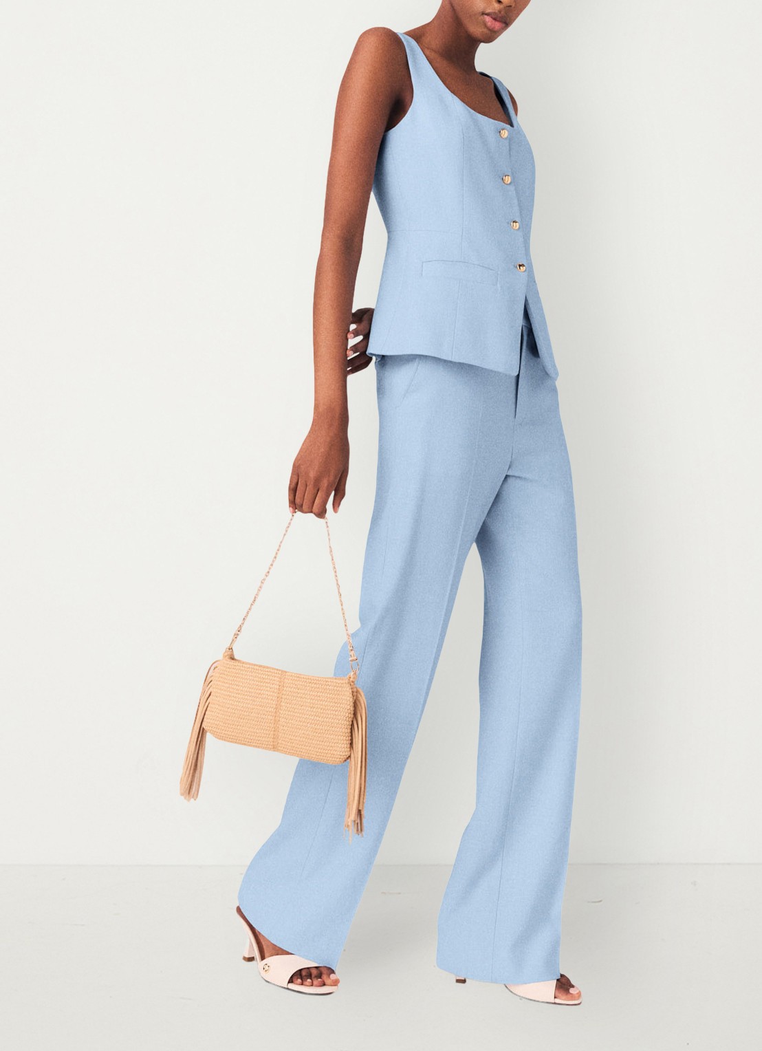 Maje Pigalue pantalon met steekzakken - detail 2 lichtblauw