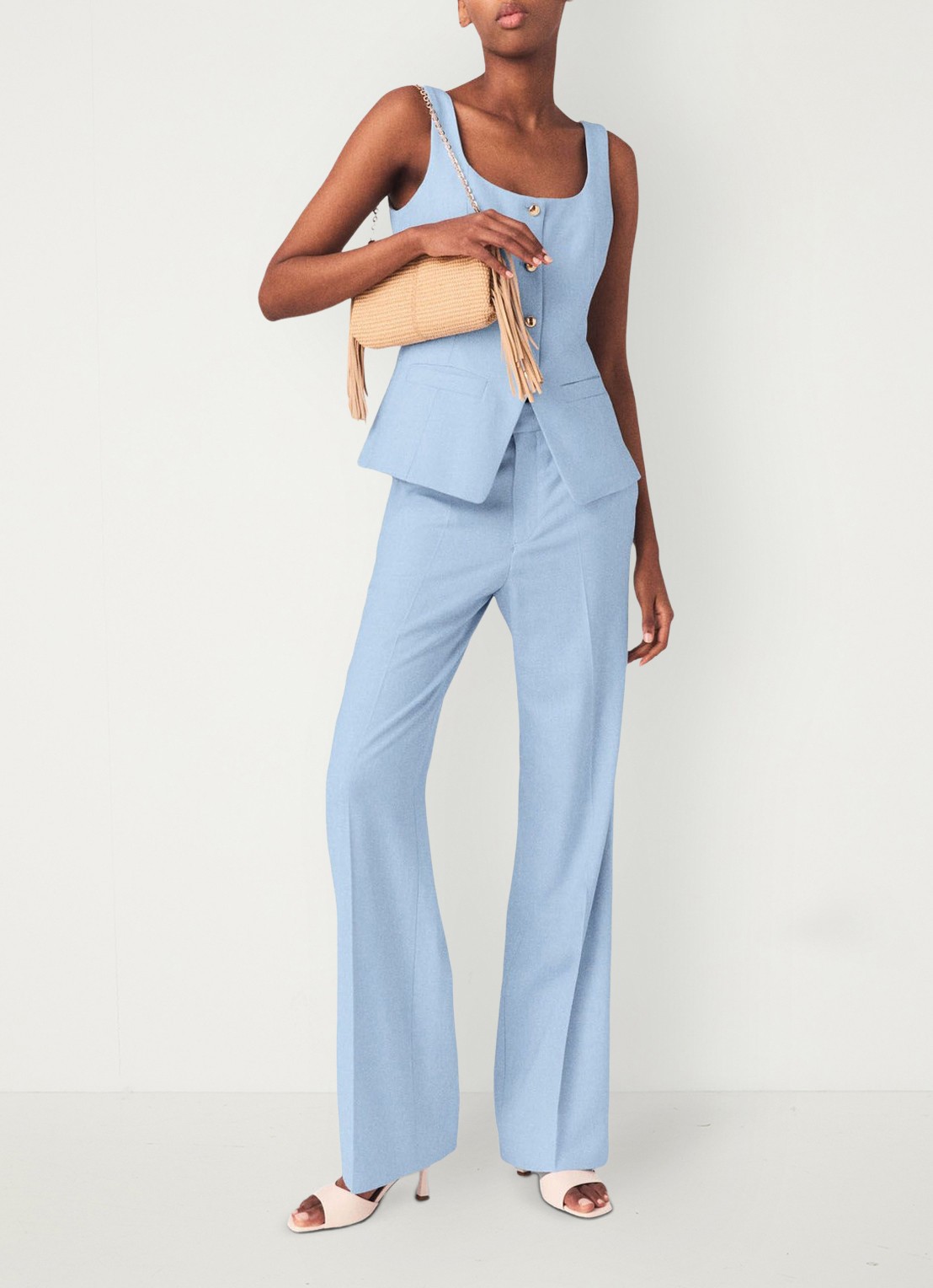 Maje Pigalue pantalon met steekzakken - detail 4 lichtblauw