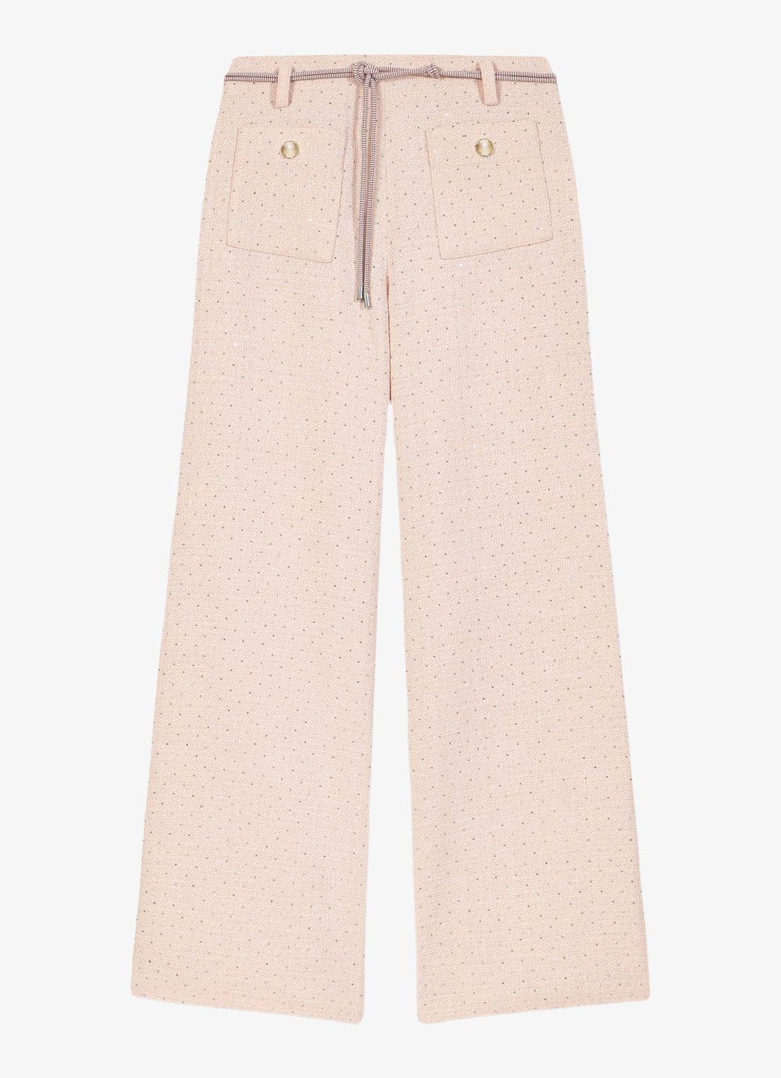 Maje Pillona loose fit broek met strass en opgestikte zakken - voorkant 2 lichtroze