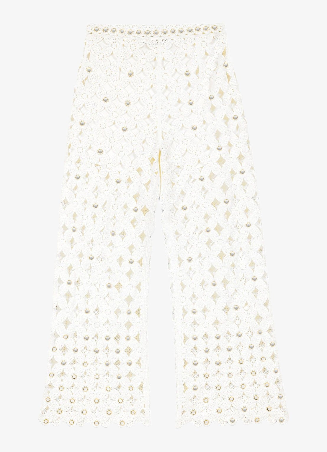 Maje Pimiroir broek met opengewerkt detail  - voorkant 2 wit