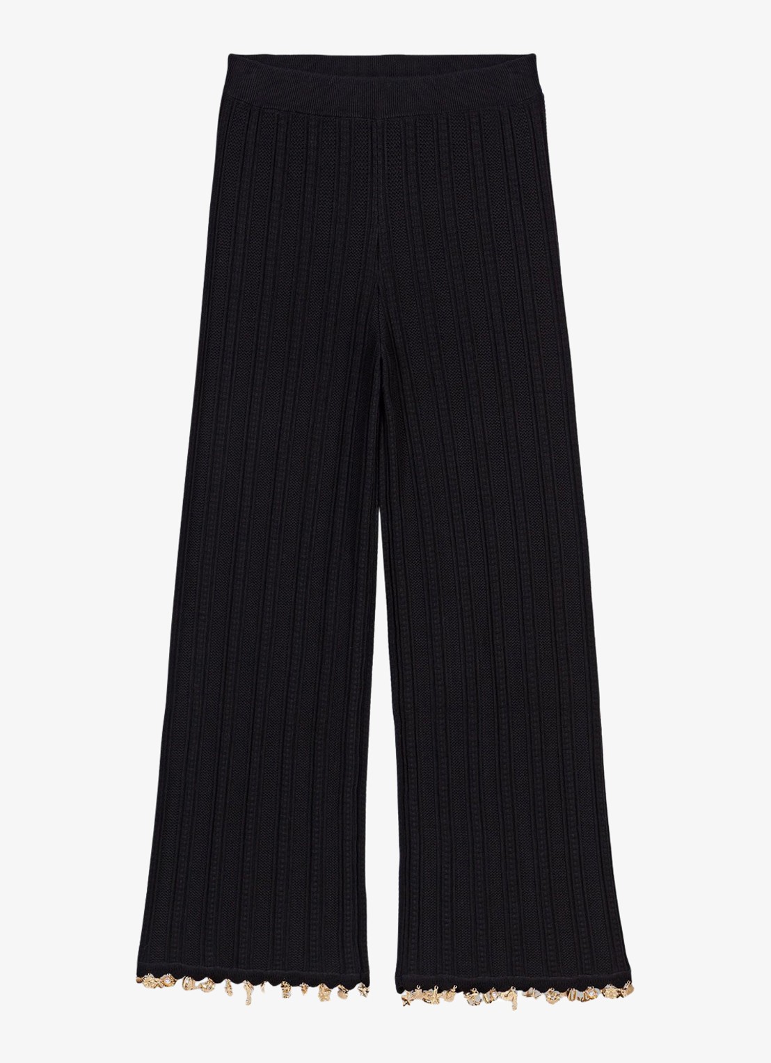 Maje Pishella palazzo broek met ribstructuur - voorkant 2 donkerblauw