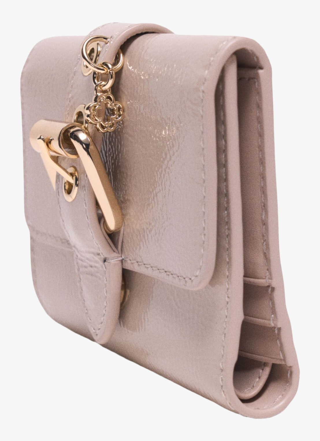 Maje Portemonnee van leer - detail 4 beige