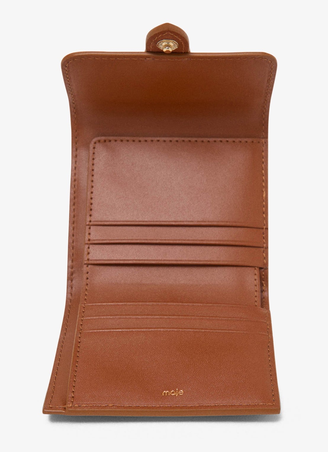 Maje Portemonnee van leer - detail cognac