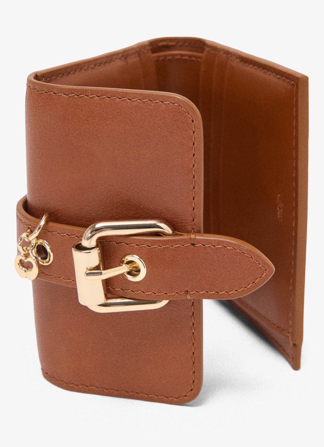 Maje Portemonnee van leer - detail 2 cognac