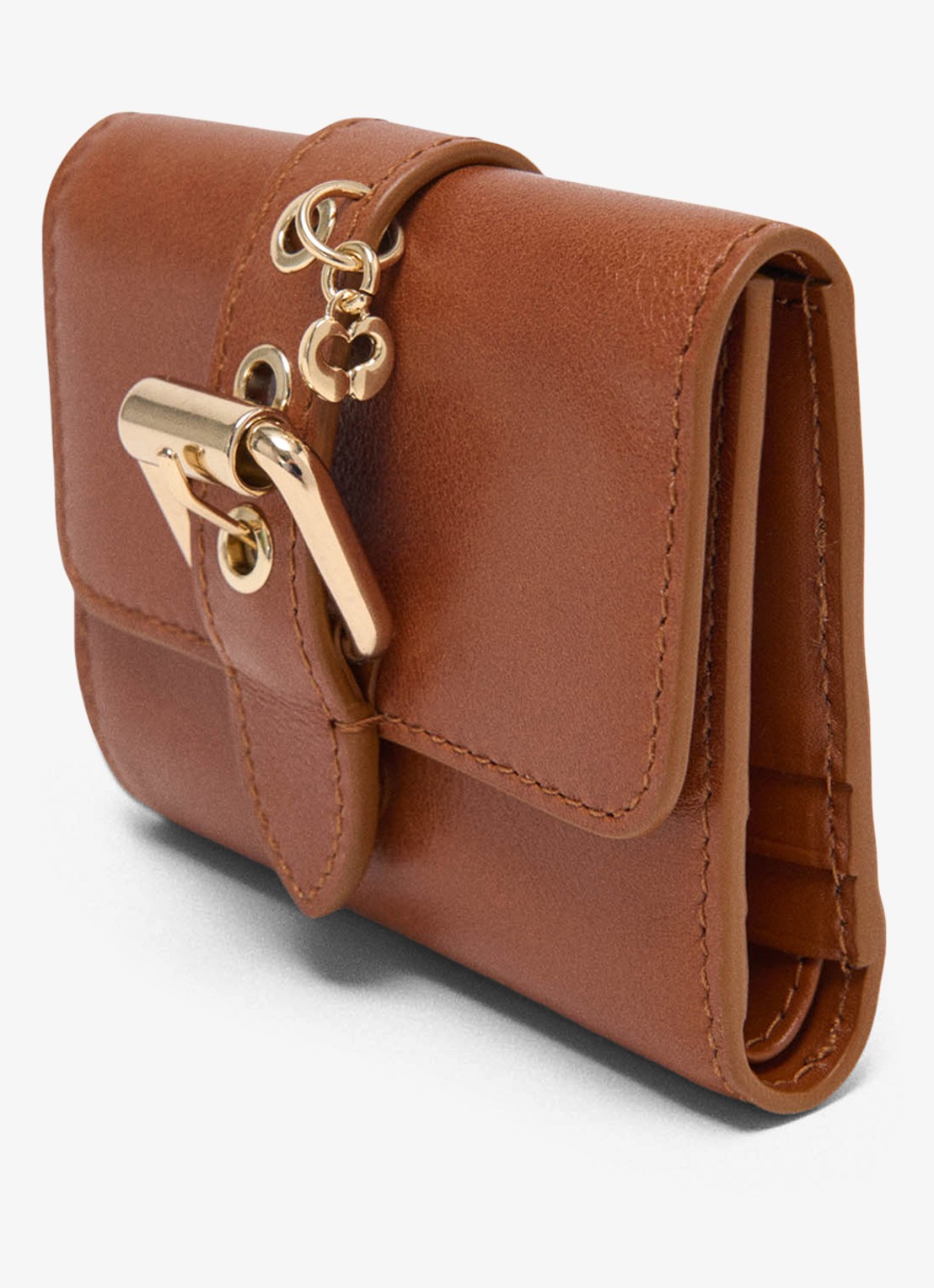 Maje Portemonnee van leer - detail 3 cognac