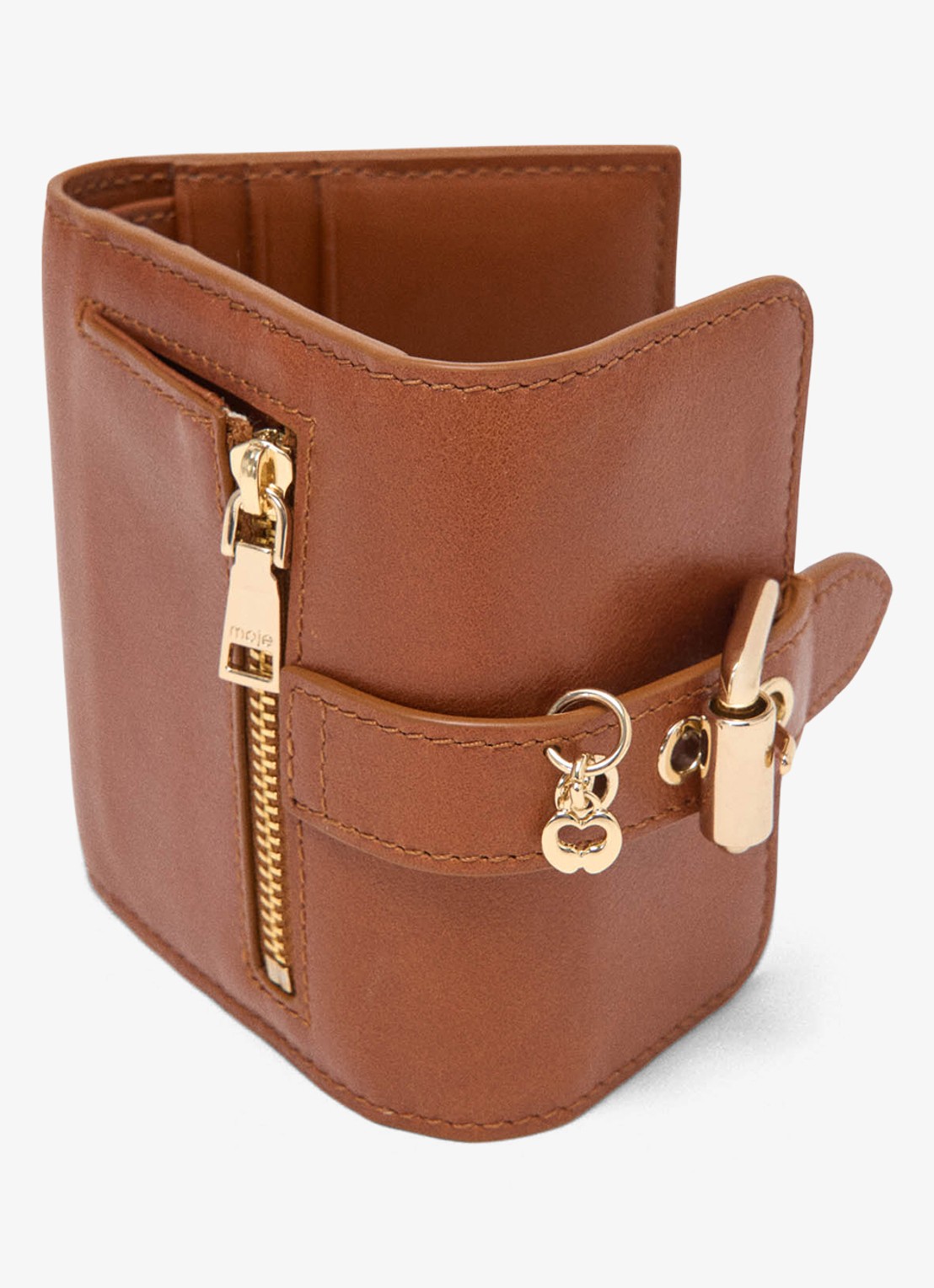 Maje Portemonnee van leer - detail 4 cognac