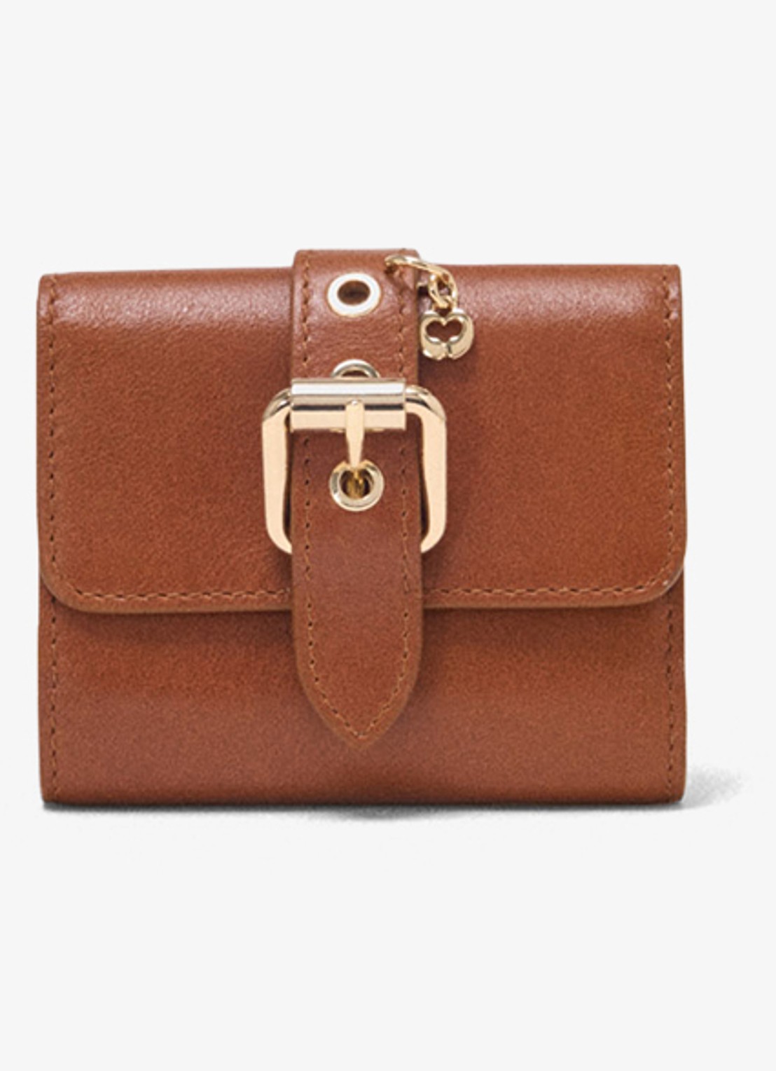 Maje Portemonnee van leer - voorkant 6 cognac