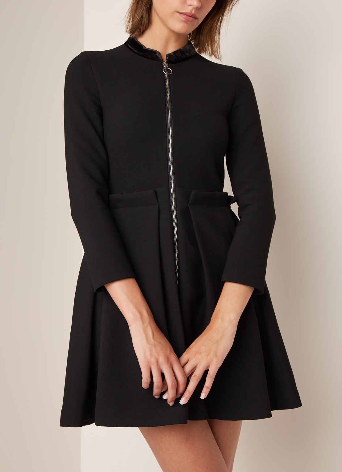 Maje Raneline mini-jurk met plooien - detail 3 zwart