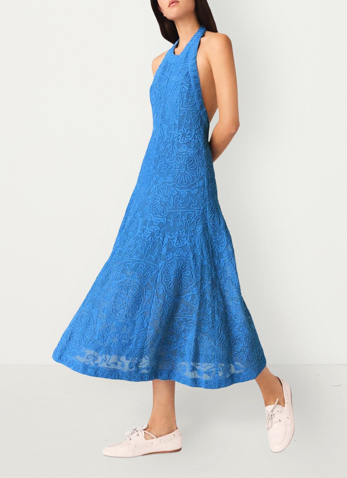 Maje Raros midi jurk met borduring - detail 2 donkerblauw