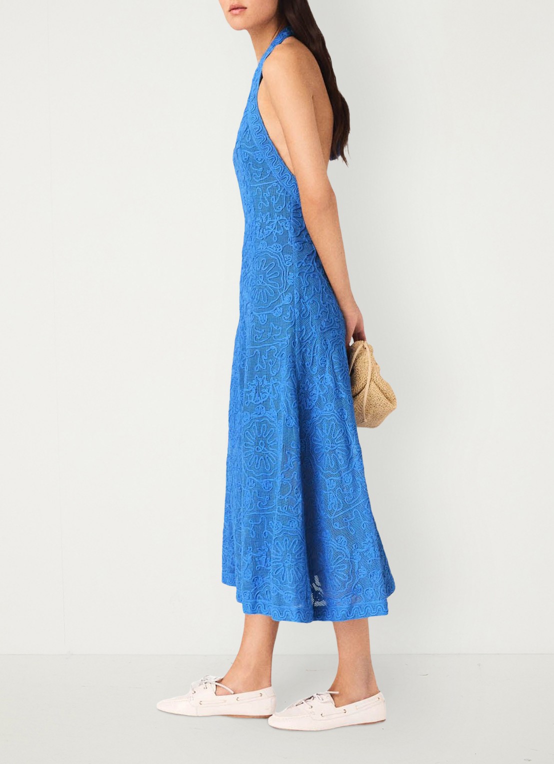 Maje Raros midi jurk met borduring - detail 3 donkerblauw