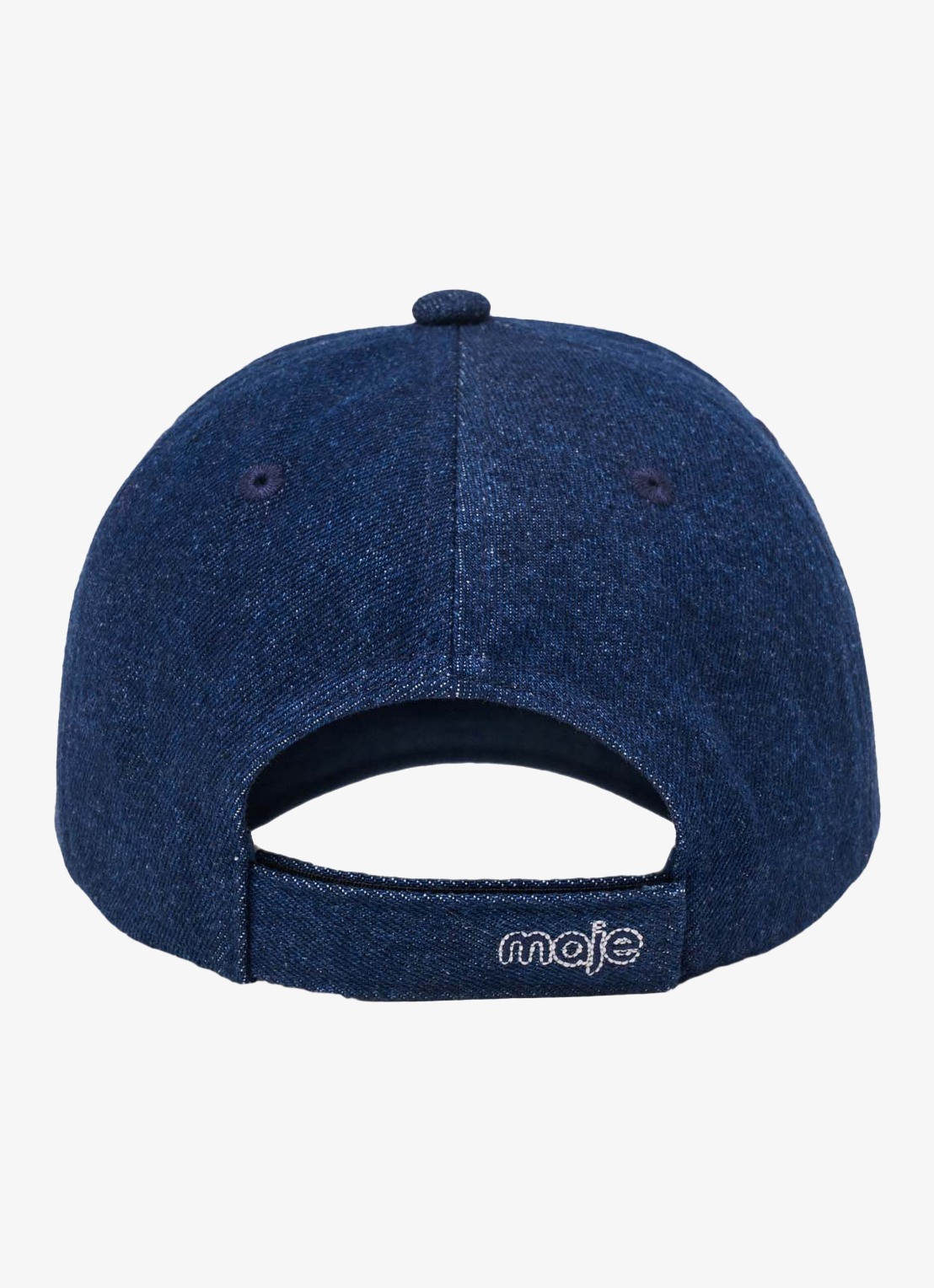 Maje Raw denim pet met logo - achterkant marineblauw