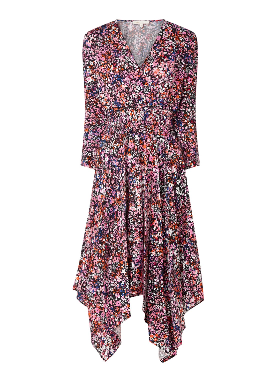 Maje Rayemi asymmetrische midi jurk met bloemenprint - voorkant 2 roze