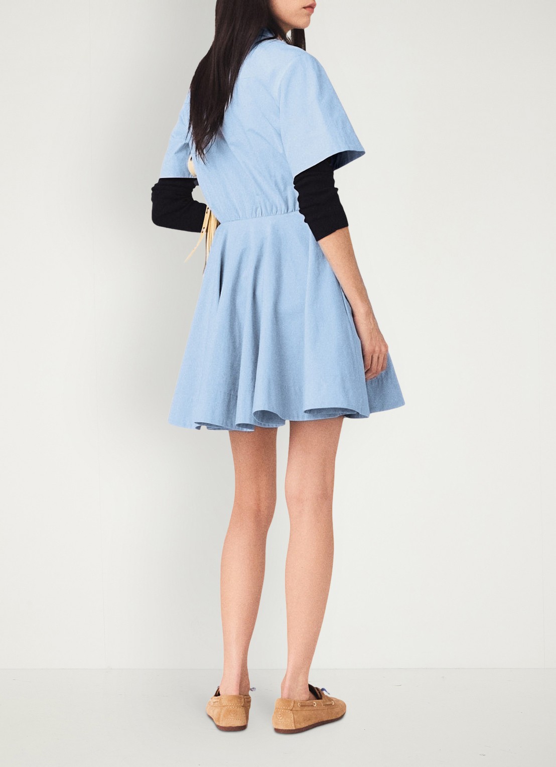 Maje Reblo mini tuniekjurk met plooien - achterkant 3 blauw