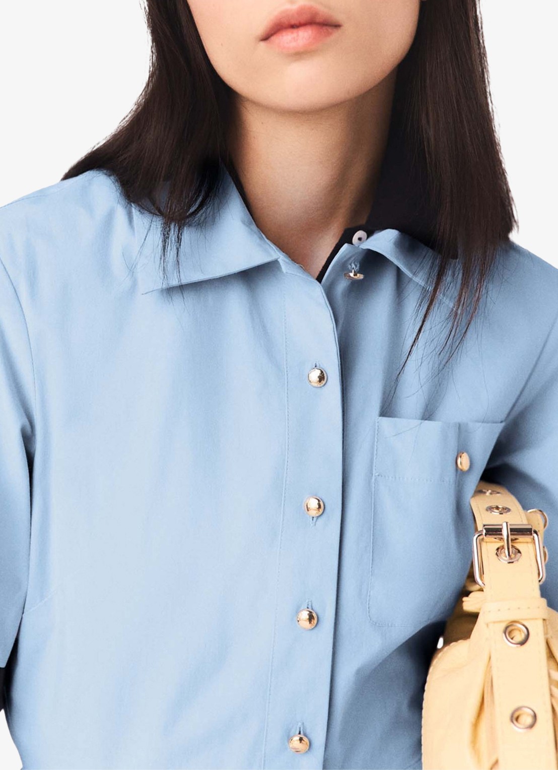 Maje Reblo mini tuniekjurk met plooien - detail 5 blauw