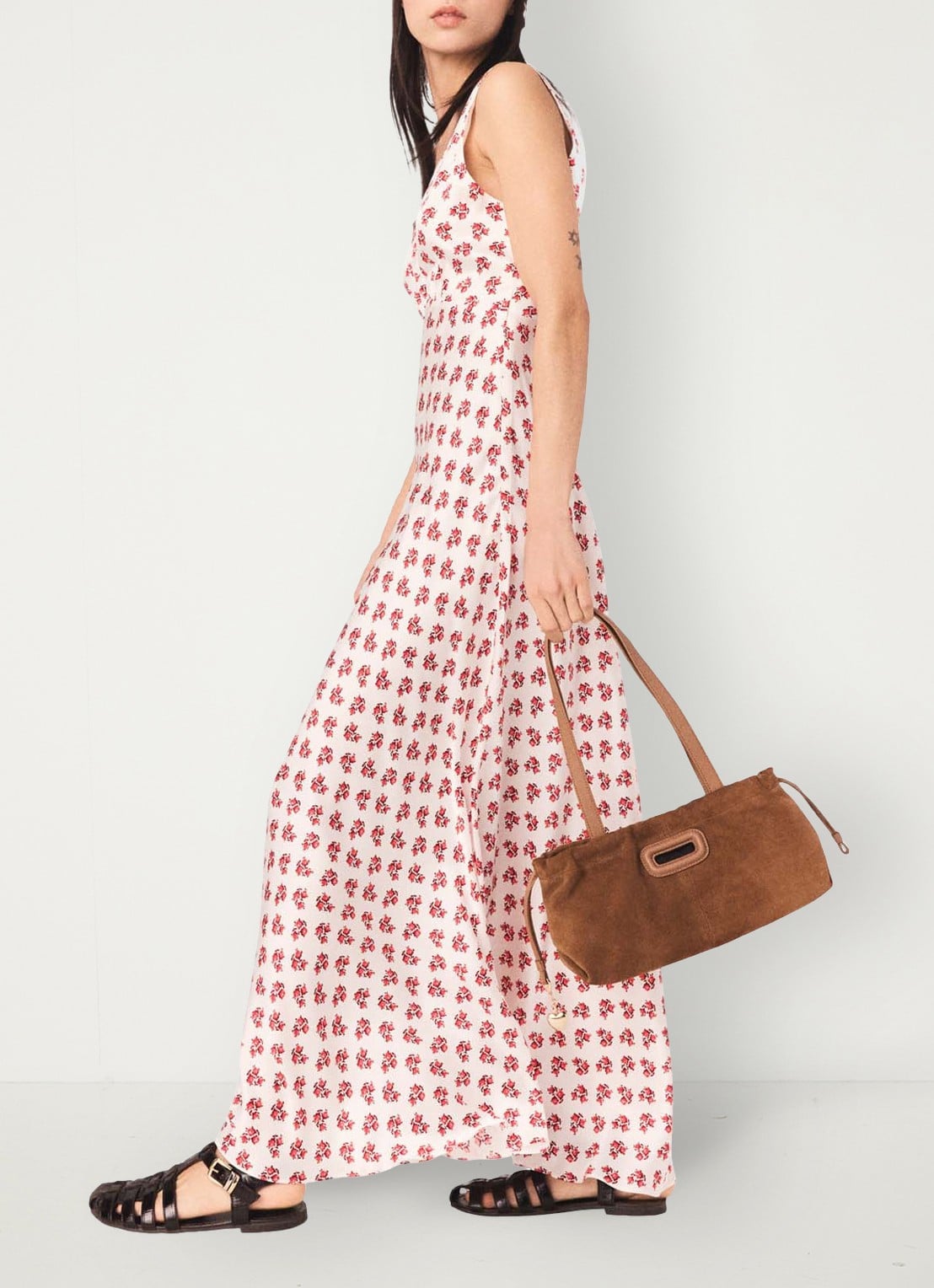 Maje Renisity midi jurk met print  - detail rood