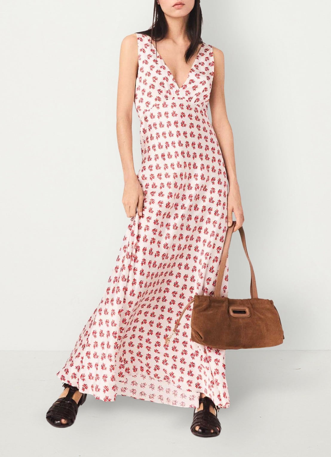 Maje Renisity midi jurk met print  - detail 2 rood